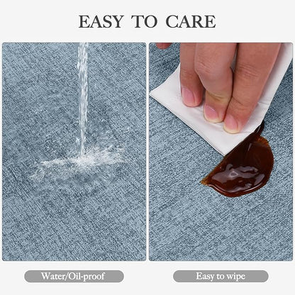 Faux Leather Heat Resistant Placemats Set of 8 – Waterproof Oilproof Wipeable Dining PU Vinyl Place Mat Easy Clean Table Mats for Kitchen/Dining/Party/Holiday, Blue