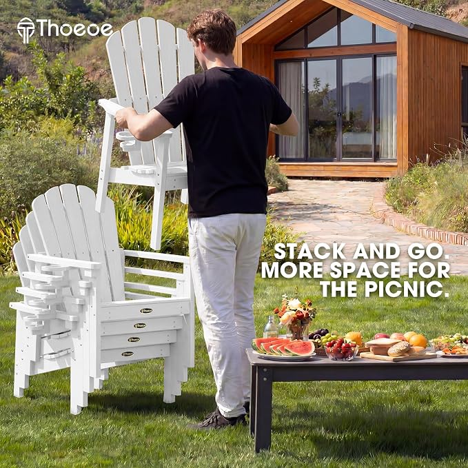THOEOE Stackable Adirondack Chair Set of 8, Fire Pit Chairs Set of 8 | - Image 4