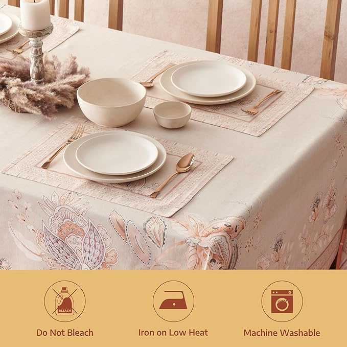 Maison d' Hermine Premium Table Cloth Rectangle Table 100% Combed Cotton 108 x 70 Inches Tablecloth Reusable Decorative for Dining Room, Farmhouse, Home, Party, Festive & Wedding - Society Florals