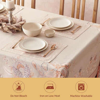Maison d' Hermine Premium Table Cloth Rectangle Table 100% Combed Cotton 140 x 70 Inches Tablecloth Reusable Decorative for Dining Room, Farmhouse, Home, Party, Festive & Wedding - Society Florals