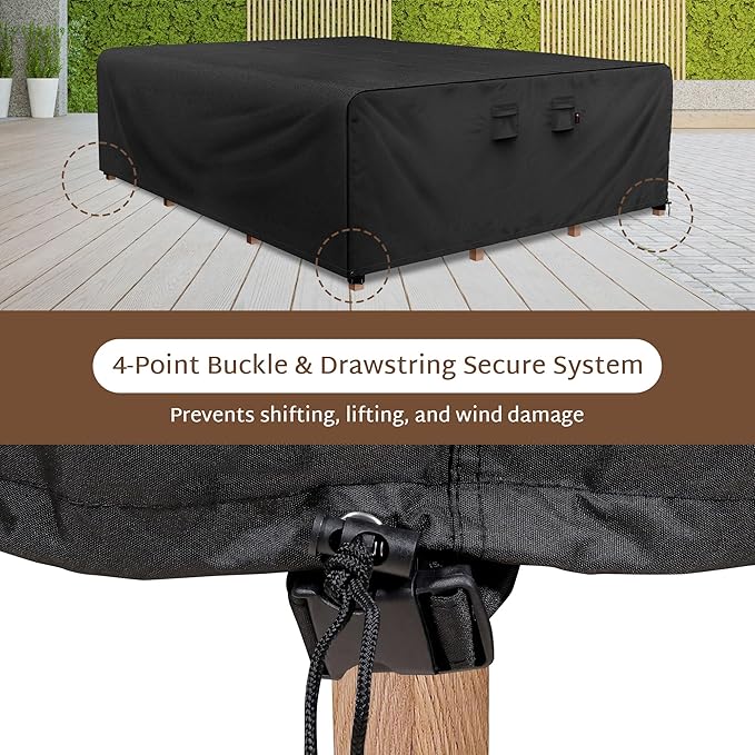 iBirdie Outdoor Patio Furniture Set Covers 110 x 90 inch Waterproof Weatherproof Rectangular Cover, Heavy Duty 600D for Outside Dining Table and Chairs