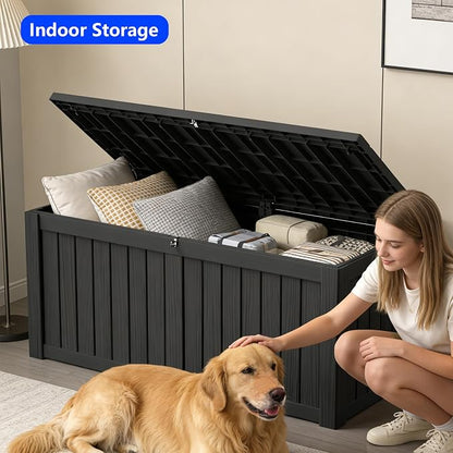 150 Gallon Outdoor Storage Box Resin Deck Box All Weather Waterproof Large - Image 6