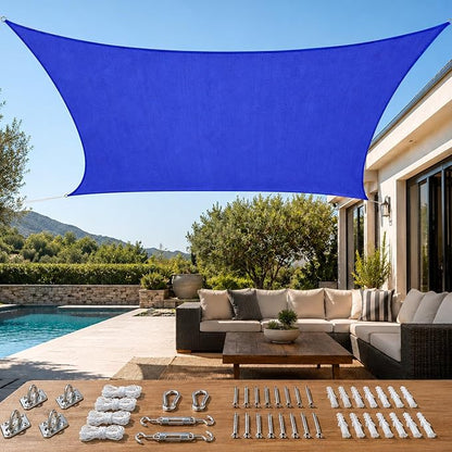 Quictent Sun Shade Sail for Patio w/Hardware Kit 185GSM 20x20ft Blue | Square by QUICTENT