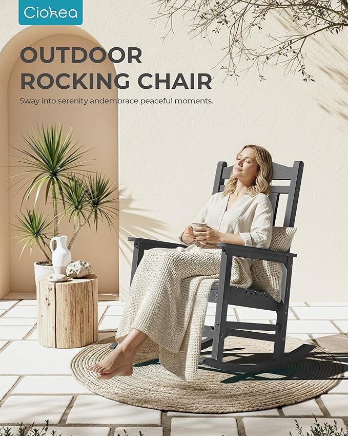 Oversized Outdoor Rocking Chairs Set of 6, 380lbs Heavy-Duty Large Patio Rocker - Image 5