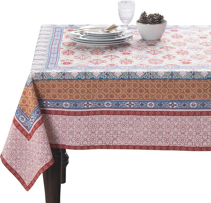 Maison d' Hermine Table Cloth Rectangle Table 100% Cotton 60 x 108 Inches Fall Tablecloth Reusable Everyday Use for Thanksgiving Christmas Decorations Dining Farmhouse Party (Romane)