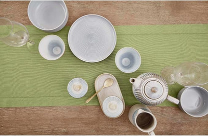 Solino Home Linen Table Runner 108 Inches Long - 100% Pure Linen Moss Green Table Runner 14 x 108 Inch for Winter, Spring, Easter, St Patricks Day - Classic Hemstitch