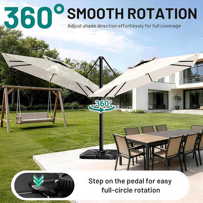 12×12 FT Double-Top Cantilever Patio Umbrella, Ivory | Square Offset Umbrella - Image 3