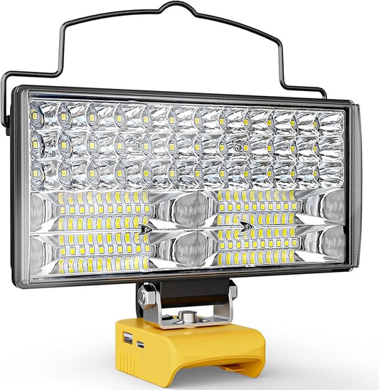Ecarke LED Work Light Compatible with DeWALT 20V, 100W 10000LM Cordless Flashlight, 7" Battery Flood Light with Low Voltage Protect for Emergency, Job Site & Security Lighting, Battery Not Included