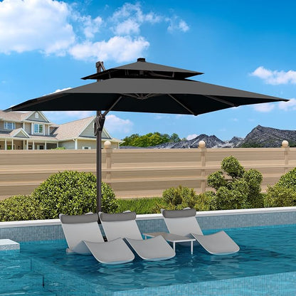 9' X 12' Cantilever Patio Umbrella Double Top Outdoor Umbrellas | Heavy Duty by MPLShade