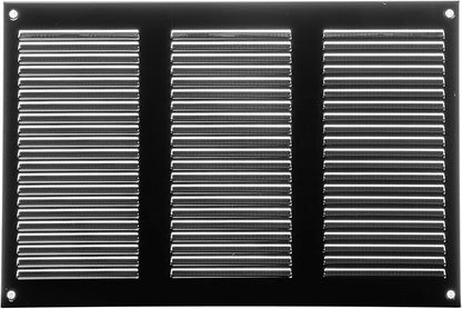 Repa Market 12x8 Inch Air Vent Cover/Black Galvanized Steel Louvered Grill Cover with Mesh Screen/Wall or Ceiling Vent/Durable Flush Mount HVAC Register for Indoor and Outdoor Ventilation