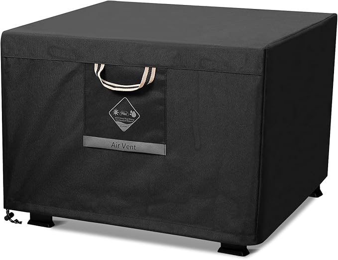 QH.HOME Fire Pit Cover Square, 28 inch Firepit Covers,Heavy Duty Fabric 100% Waterproof, Fits Outdoor for 25inch,27 inch,28 inch Square, Fireplace Cover,Gas Fire Pit Cover (28”L x 28”W x 24”H,Black)