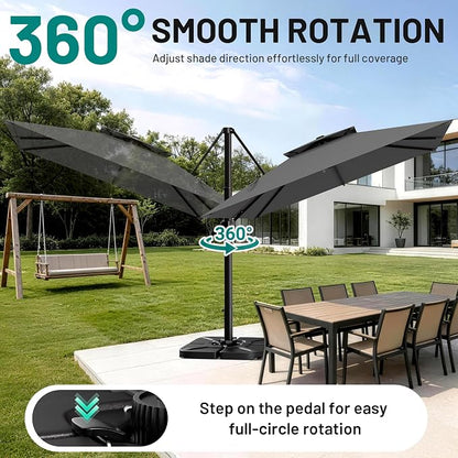 12×12 FT Double-Top Cantilever Patio Umbrella, Outdoor Umbrellas - Image 3