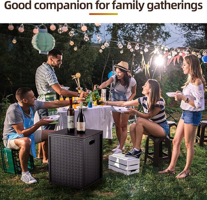 Outdoor Propane Tank Cover - 20 lbs Tank Side Table with Storage, Dual Function for Gas Fire Pit, Grill, Griddle & Stoves
