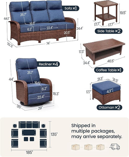 Resort-Grade Recliners Patio Furniture, 6.2" Ultra Thick Cushions | Heavy Duty - Image 2