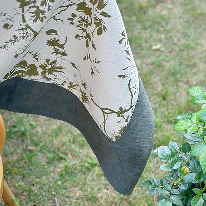 Jacquard Rectangle Tablecloth, Wrinkle Free Green Table Cloth, French Vintage Green Floral Tablecloths, Country Farmhouse Table Cover for Dining, Kitchen, Wedding - 60''x84''