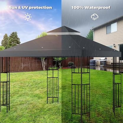 10x10 FT Gazebo Replacement Top, Canopy Replacement Cover Double Tiered - Image 4