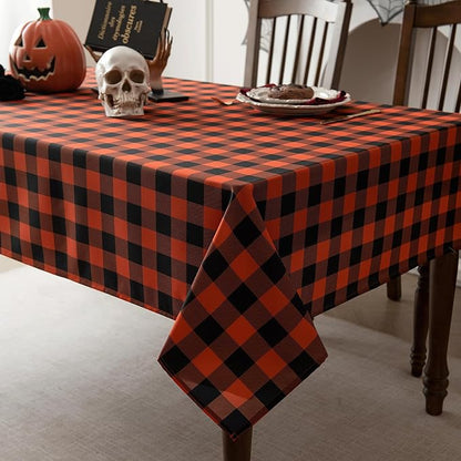 Classic Gingham Buffalo Tablecloth Fabric - Oblong 90x132 Inch Water Proof Checkered Table Cloth for Indoor Outdoor - Table Cover for Birthday, Picnics, BBQs, and Parties