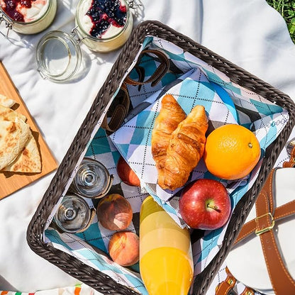 5 PCS 13.8x9.8 Inch Wicker Bread Basket, Woven Serving Basket, Tabletop Food Serving Basket for Restaurant, Bakery, Family Party, Hotel Serving, Fruits, Vegetables and Snacks, coffee