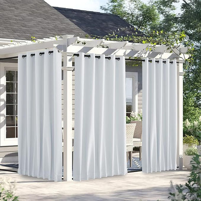 NICETOWN Weighted Curtains for Patio Waterproof W66xL84 Off White 2 Panels | by NICETOWN