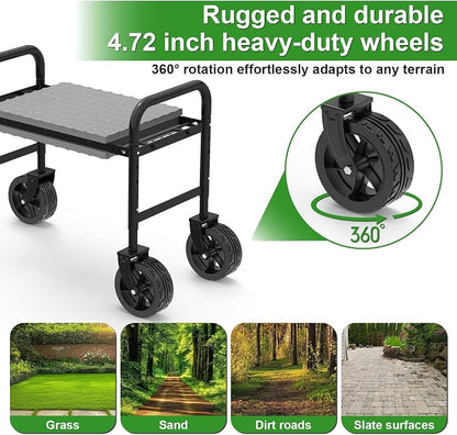 Garden Kneeler and Seat with 360° Wheels: 3-in-1 Rolling Gardning Stool | - Image 5