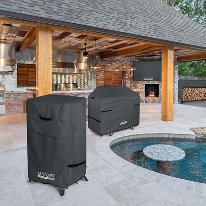 ULTCOVER Waterproof Vertical Electric Smoker Cover 40 inch for Most Square Gas Propane BBQ Smokers Size Upto 25W x 20D x 43H inch, Black