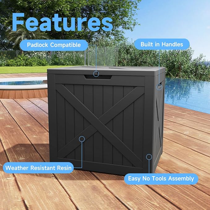 35 Gallon Outdoor Storage Box Waterproof Weatherproof Deck Box | Lockable - Image 2