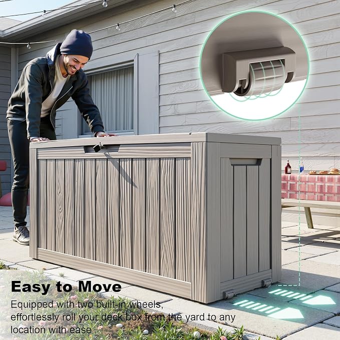 92 Gal Waterproof Outdoor Storage Box UV Resistant Deck Box | Large capacity - Image 2