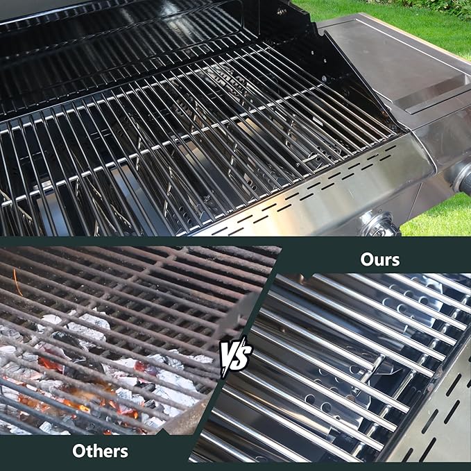 Stainless Steel Cooking Grate,Heat Shield and Burner Kit for Nexgrill Replacement Parts 6 Burner 720-0896 720-0896B 720-0896C 720-0896E 720-0896X,for Nexgrill Deluxe & Evolution 6 Burner Gas Grills