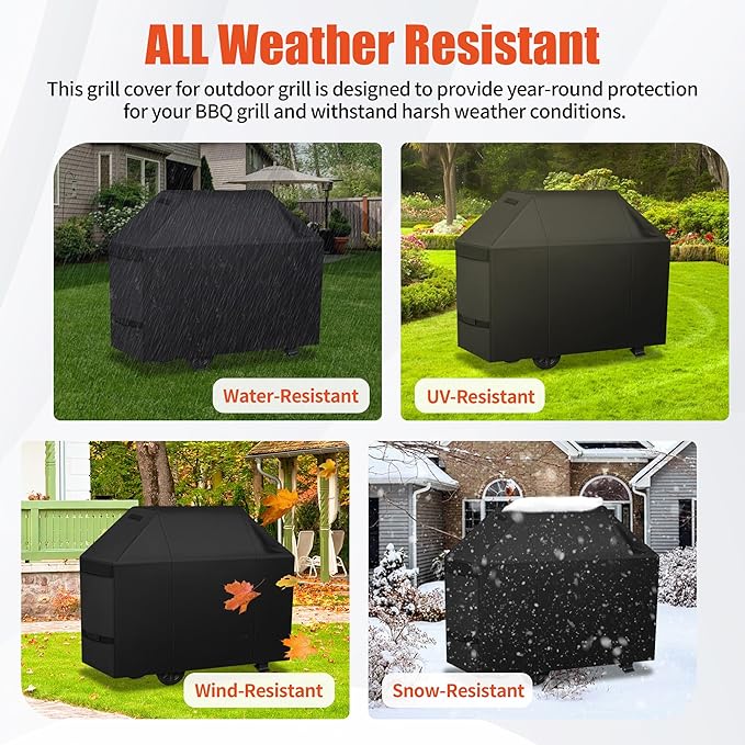 iCOVER Grill Cover 55 inch, BBQ Grill Cover for Outdoor Grill, 600D Heavy Duty Waterproof BBQ Cover, Anti-UV and Rip-Proof Barbecue Cover, Gas Grill Cover for Weber, Char-Broil, Nexgrill, etc