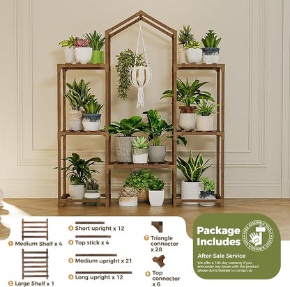 Bamworld Plant Stand Indoor Hanging Plant Shelf Outdoor Large Plant Rack | - Image 5
