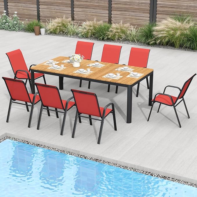 Patio Dining Chairs Set of 8 Outdoor Stackable Dining Chairs - Image 9