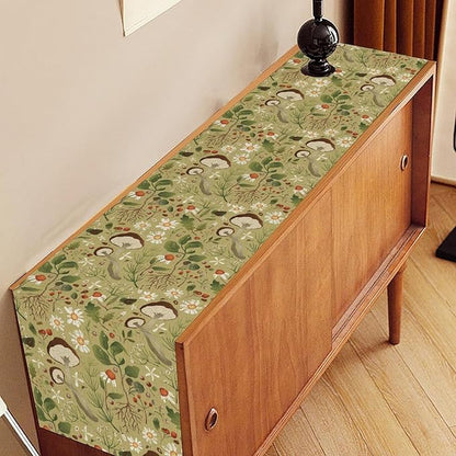 Mushroom Table Runner, Rustic Farmhouse Forest Plants Botanical Country Green Coffee Table Center Decor for Home Kitchen Dining Patio Holiday Party Indoor Table Decorations, 13"x36" Inch
