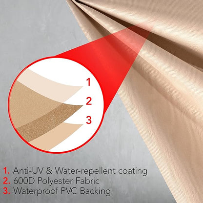 Heavy Duty BBQ Grill Cover for Outdoor Grill, 60 Inch – Waterproof, Weather Resistant, UV & Fade Resistant with Adjustable Straps – Gas Grill Cover for Weber, Genesis, Charbroil, etc. Tan