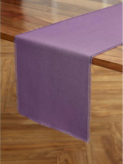 Solino Home Linen Fringe Table Runner 72 Inches Long - 100% Pure Linen Mulberry Table Runner 14 x 72 Inch for Valentines, Spring, Easter
