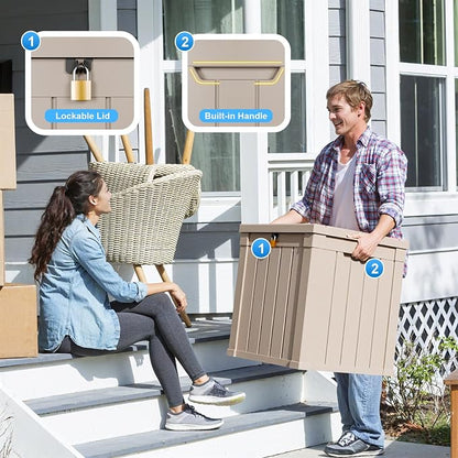 PatioZen 51 Gallon Resin Deck Box, Lockable Patio Outdoor Storage Box - Image 2