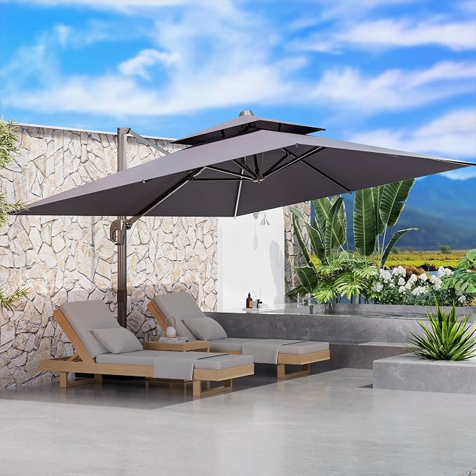 10' X 13' Outdoor Patio Umbrella Large Rectangle Cantilever Umbrella by ORYNTREX