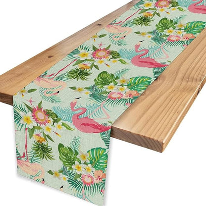 Tropical Table Runner,Hawaii Seasonal Floral Spring Summer Plants Pineapples Boho Table Center Decor for Family Kitchen and Living Room Outdoor Farmhouse Party Table Decorations, 13"x108"