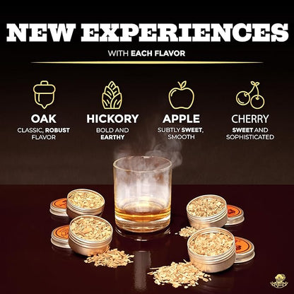 Cocktail Smoker Kit | Whiskey Smoker Kit | Bourbon Smoker kit | Old Fashioned Smoker Kit for Men with Stand, Torch & Wood Chips | Whiskey Gift for Men (No Butane Incl.)