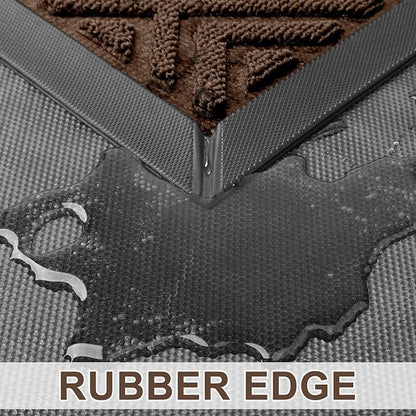LEKEEPGO Large Front Door Mat Outside Entrance 31.5"x47", Drainage Welcome Matt Outside, Absorbent Doormat, Non Slip Rubber Mats, Dirt Resist Door Mats for Front Door, Patio, Home Entrance, Brown