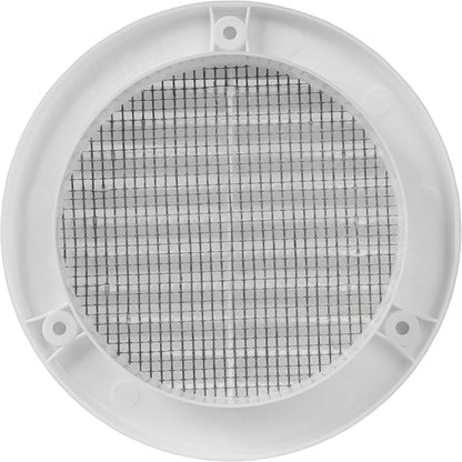 4 Inch [Opening] White Air Vent Cover – Pack of 10 – Plastic Round Air Vent Grill Cover for Wall or Ceiling, Built-in Mesh Screen/HVAC Return Air Register – Modern Louvered Design