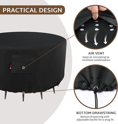 iBirdie Fire Pit Cover Round 36 inch Outdoor Waterproof and Weatherproof Heavy Duty 600D Patio Fireplaces Table Coffee Table Cover