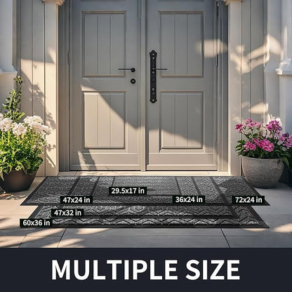 Yimobra Large Door Mat Outside Entrance 47x32, Waterproof Heavy Duty Outdoor Mats for Front Door, Non Slip Rubber Entry Mat for Garage Patio Indoor, Easy Clean, Mix Grey