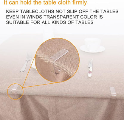 48 Pieces Transparent Clear Tablecloth Clips, Plastic Table Cloth Clips，Windproof Table Cover Holder Clamps，Table Cloth Holder for Christmas Home Wedding Party Indoor Outdoor Camping Picnic (Large)