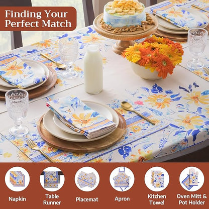 Maison d'Hermine Table Cloth Square Table 100% Cotton Tablecloth for Dining Room, Farmhouse, Home, Hotel, Parties & Wedding - Ideal for Easter Decorations Spring & Summer (Girassol, 60" x 60")
