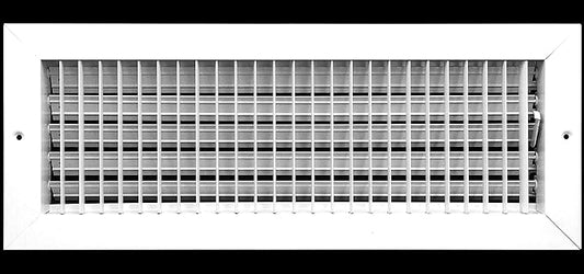 18"w X 6"h Adjustable AIR Supply Diffuser - HVAC Vent Cover Sidewall or Ceiling - Grille Register - High Airflow - White [Outer Dimensions: 19.75"w X 7.75"h]