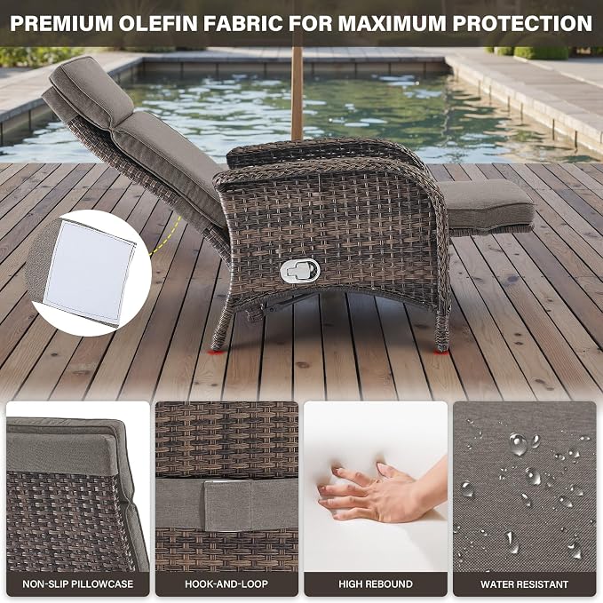 Versatile Outdoor Recliner Chair Set of 3 - Image 5