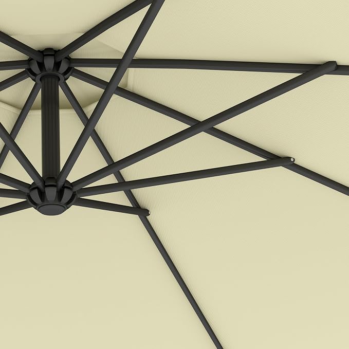 Outsunny 10' Cantilever Hanging Tilt Offset Patio Umbrella | UV & Water - Image 9