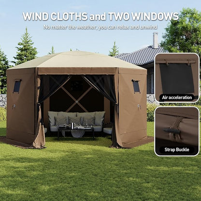 Aoxun 12x12ft Pop Up Canopy Tent, Camping Gazebo Screen Tent, Mesh Windows - Image 3