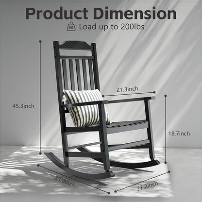 Patio Rocking Chair Outdoor Set of 2, Oversized Porch Rocker, High Back Smooth - Image 6