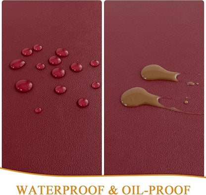 SHACOS Placemats Set of 6 Faux Leather Waterproof Leakproof Wipeable PU Non-Slip Vinyl Place Mats Heat Resistant Table Mats for Kitchen Dining Table Indoor Outdoor, Red